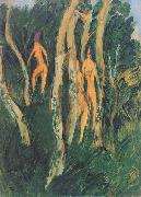 Ernst Ludwig Kirchner Drei Akte unter Baumen oil painting artist